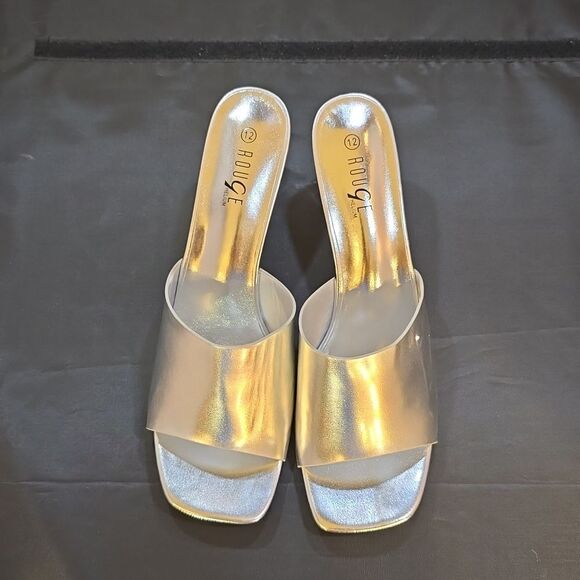 BRAND NEW ROUGE HELIUM CLEAR BLOCK-HEEL SLIP-ON SQUARE TOE SANDAL - Picture 3 of 16